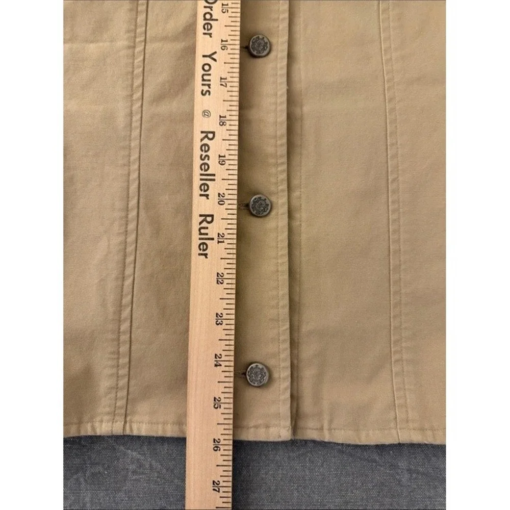 Foxcroft Stretch Tan Khaki Floral‎ Embroidered Button Front Jacket Womens XL